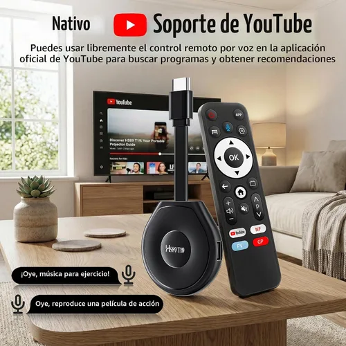 Vista 5 de HS89 T19 Android 14.0 TV Stick, 4GB RAM 32GB ROM con RK3539 de doble banda