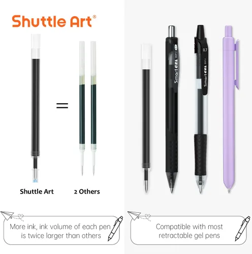 Vista 3 de Shuttle Art Paquete de suministros escolares y de trabajo, paquete de 11 bolígrafos de tinta de gel suave en tinta negra, punta de 0.020 in +