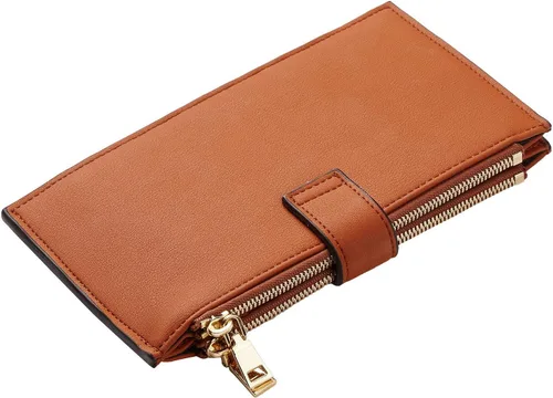 Vista 5 de Travelambo RFID Billetera de mujer con varios compartimientos para varias tarjetas con bolsillo con cierre, talla única