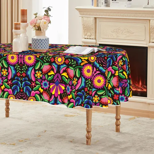 Vista 10 de Horaldaily Mantel de México 52x70 Pulgadas Rectangular, Halloween Cinco De Mayo Fiesta Lavable Cubierta de Mesa Estacional para Decoración de Fiesta