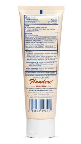 Vista 8 de Flanders Buttocks Ointment Crema de óxido de zinc, tubo de 4 onzas, pasta de barrera gruesa para piel de bebés y adultos, sarpullido por calor
