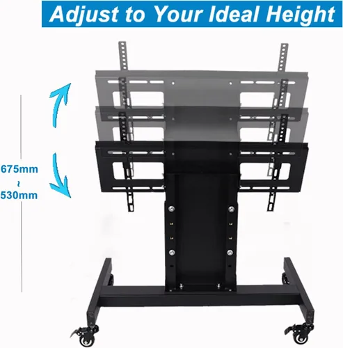 Vista 4 de Soporte de TV rodante, carrito de TV móvil, carrito de monitor de confianza de piso de bajo perfil para pantalla de 32 a 75 pulgadas, altura