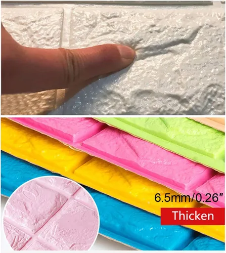 Vista 5 de Queenbox - Paquete de 2 paneles de pared autoadhesivos de espuma de ladrillo de 27.6 x 30 pulgadas, papel tapiz adhesivo de pared para el hogar