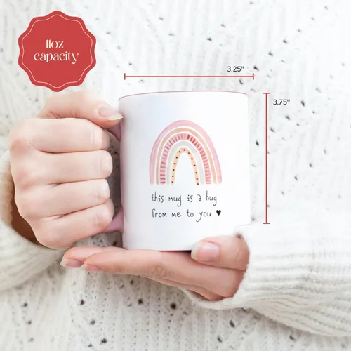 Vista 3 de Unboxme Gifts Hug in a Mug – Taza de café rosa de 12 onzas con cita sincera, un regalo para que tu mejor amiga, hermana o mamá sienta tu amor