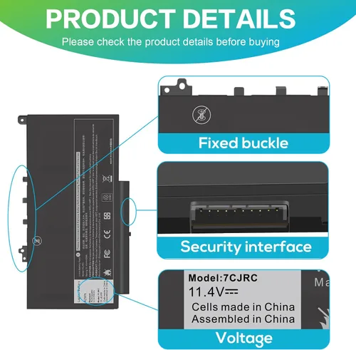 Vista 7 de ASUNCELL 7CJRC - Batería para portátil Dell Latitude 7470 7270 E7470 E7270 7CJRC KNM09 0KNM09 21X15 021X15 TX283 0TX283 0TX283