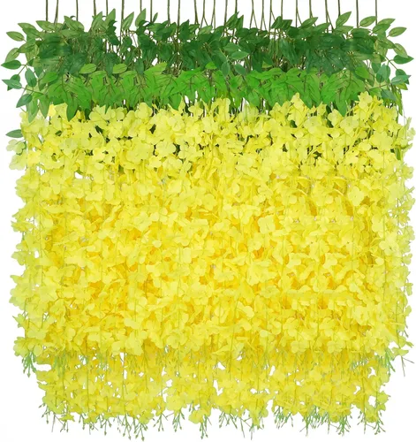 Vista 12 de BLEUM CADE 10 Piezas Flores Colgantes de Glicina Falsa Negra, 3.6 Pies/Pieza Guirnalda de Glicina Artificial, Flores Colgantes para Boda Fiesta
