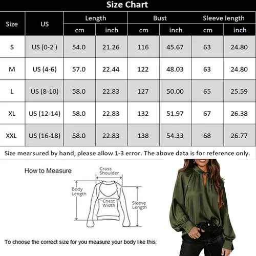 Vista 6 de LYHNMW Blusas de seda satinada para mujer, con cuello en V, manga larga, holgadas, blusas de verano, blusas casuales