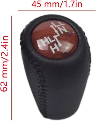 Vista 3 de Pomo automático de cuero con palanca de cambios de madera para Toyota Prado 120 2003 2004 2005 2006 2007 2008 2009 (3 velocidades)