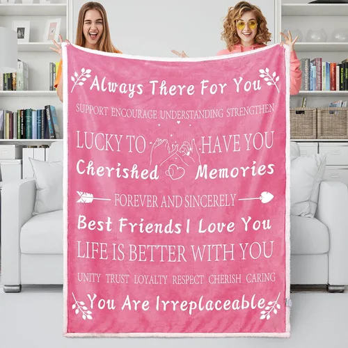 Vista 10 de Regalos de cumpleaños para mejores amigas, regalos únicos de amistad femenina, manta de forro polar de 50 x 60 pulgadas (Seablue)