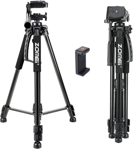 Vista 9 de Trípode de aluminio portátil de viaje ligero compacto Q111 de 55 pulgadas para Canon Nikon Sony DSLR Cámara YouTube teléfono con estuche de Rojo