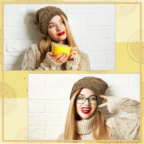 Vista 4 de 4 gorros de ganchillo holgados de punto hecho a mano para otoño, diseño floral, gorro de algodón con corte de calavera, sombreros de verano