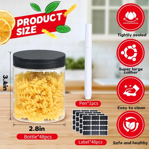 Vista 8 de sietpoek 48 PIEZAS Tarros de Plástico de 8 OZ con Tapas de Rosca, Etiquetas Recipientes Redondos Vacíos Rellenables de Slime para Almacenar