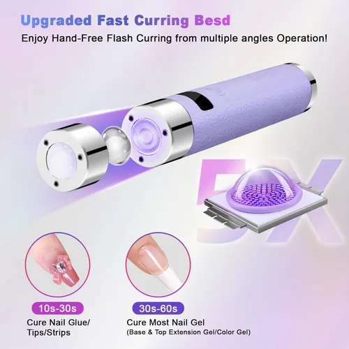Vista 5 de Linssy Mini Luz UV para Uñas con Sensor Automático y Soporte de Cuello de Cisne, Lámpara de Uñas Inalámbrica Portátil con Pantalla LCD, Luz UV
