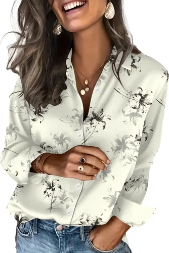 Vista 14 de Zeagoo Blusas de satén para mujer, camisas de seda con botones de manga larga, blusas casuales de negocios