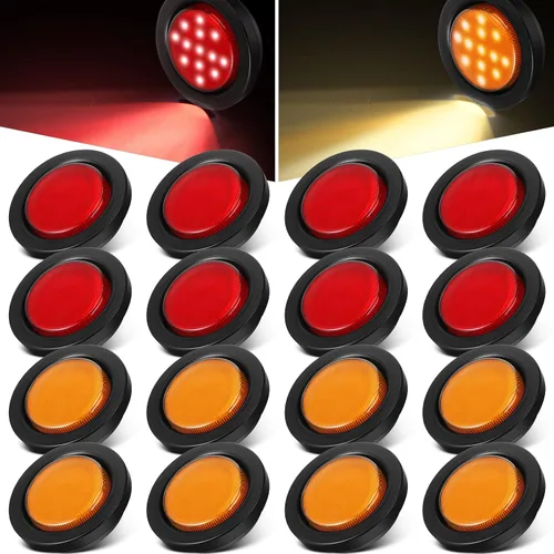 Vista 8 de Retisee - 16 piezas de luces de 13 LED, 2.5 pulgadas, redondas, para luz de aviso, indicadores de luz lateral delantera y trasera, impermeables