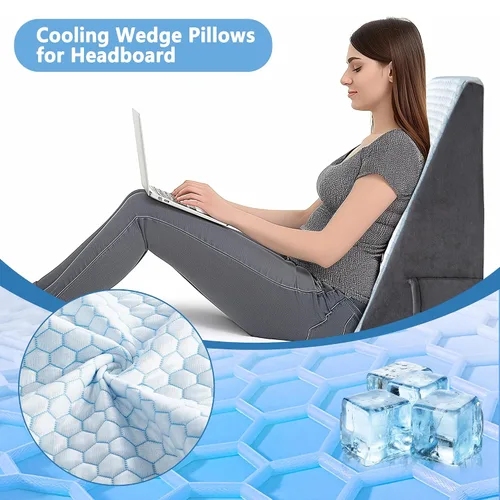 Vista 3 de puredown® 8" Almohada de cuña para cama, almohadas de cuña refrescantes para cabecero, almohada de cuña para después de cirugía, reflujo ácido