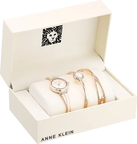 Vista 2 de Anne Klein Juego de reloj y brazalete acentuado de cristal para mujer
