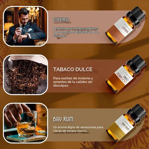 Vista 2 de RAINBOW ABBY Juego de aceites aromáticos para caballeros, cuero, ron de laurel, madera de teca, cedro, tabaco dulce, sándalo para aromaterapia
