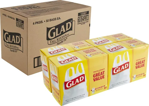 Vista 13 de Glad Bolsas de basura altas de cocina de 13 galones, bolsas de basura sin perfume, lazo de asa, 50
