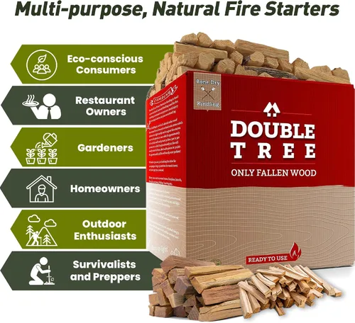 Vista 2 de Double Tree Forest Products - Combo de leña de cedro de madera de grasa e incienso: ideal para estufas de leña, chimeneas, fogatas, hogueras
