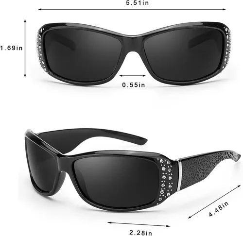 Vista 4 de Lentes de sol polarizados para mujer, con diamantes de imitación, protección UV400 para conducir, pescar, ir de compras