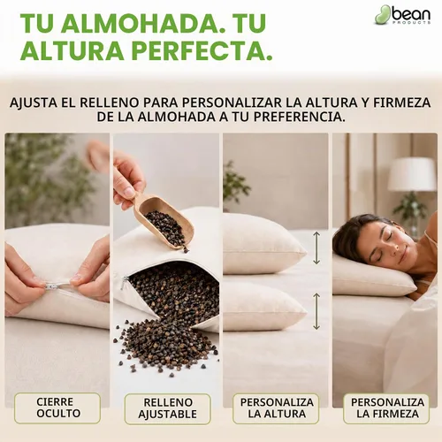 Vista 5 de Bean Products Almohada de casco de trigo sarraceno orgánico, japonés, 14 x