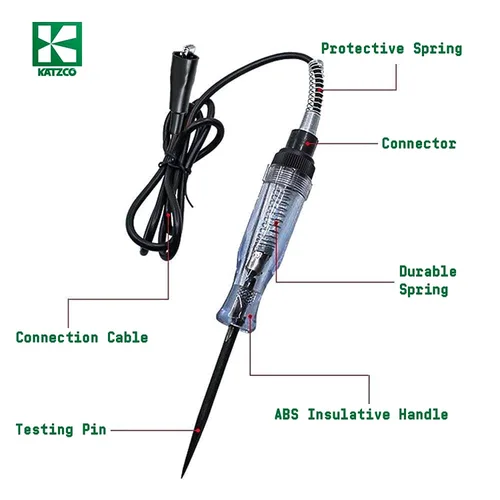 Vista 4 de Probador de continuidad de voltaje y corriente – 6-12 V CC – 24 V CA – Resistente – Cable de 54 pulgadas – Luz indicadora – Probador eléctrico