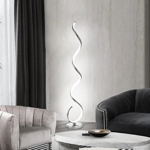 Vista 7 de Lámpara de pie LED en espiral para sala de estar, lámparas de pie modernas de 40 W con control remoto, 3 colores sin escalones, regulable, lámpara