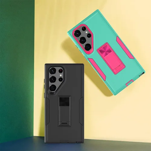 Vista 2 de Funda diseñada para Samsung Galaxy S23 Ultra con soporte, protección contra caídas funciona con soporte magnético para automóvil, a prueba de polvo
