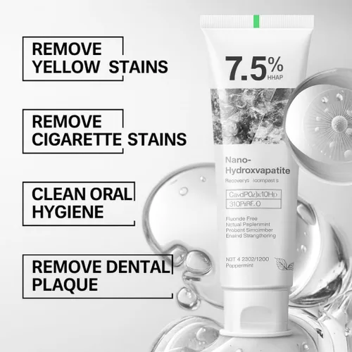 Vista 2 de Paquete de 2 pasta dental blanqueadora probiótica sin flúor con hidroxiapatita para reparación de esmalte, aliento fresco, eliminación de manchas