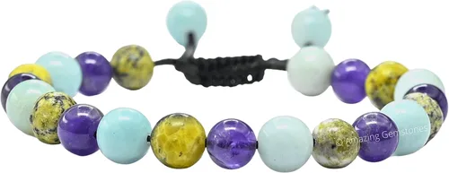 Vista 48 de Amazing Gemstone Pulsera de control de ira – Howlita Amazonita Lava Juego de pulseras para hombres y mujeres, curativa, calmante, ansiedad, alivio