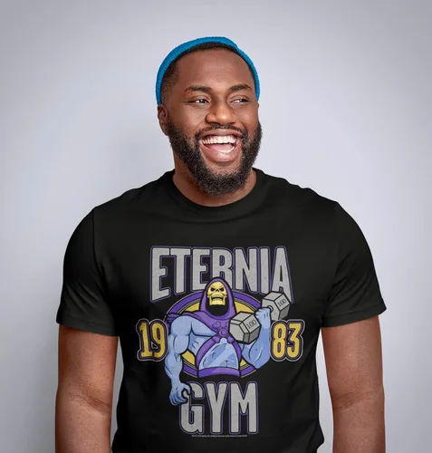 Vista 3 de Masters of The Universe TV Television Series Eternia Gym - Camiseta negra para adultos, Negro