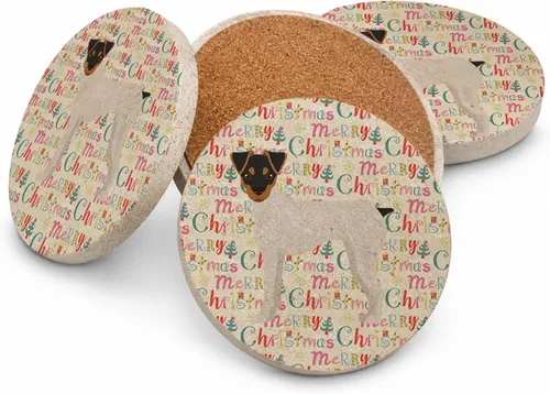 Vista 164 de Abyssinian Sand Terrier Merry Christmas - Posavasos grandes de piedra arenisca (4 unidades)