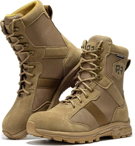 Vista 8 de ROCKROOSTER Colmar Botas de combate tácticas militares para hombre, 8 pulgadas, botas de motocicleta, botas de senderismo ligeras impermeables