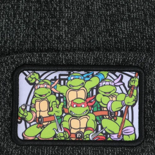 Vista 2 de Bioworld TMNT Gorro gris oscuro jaspeado con parche de agarre para pantalla de alcantarillado, Negro