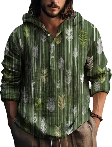 Vista 10 de Sudadera con capucha para hombre, con estampado azteca de otoño, de gran tamaño, manga larga, casual, con capucha