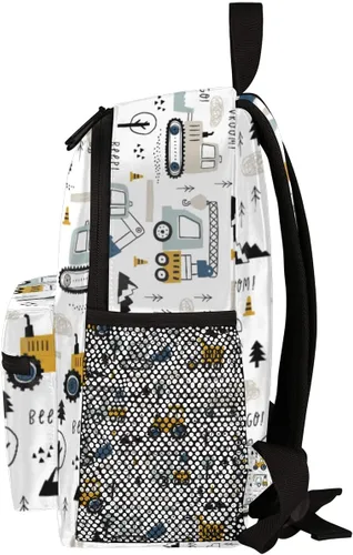 Vista 5 de Mochila para niños pequeños, Monster Truck preescolar, bolsa pequeña y bonita para libros de jardín de infantes, bolsas de viaje para niños y niñas