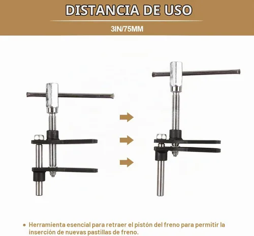 Vista 3 de Herramienta Separadora de Pastillas de Pistón de Freno de Disco para Extracción Herramienta Compresora de Calibrador de Freno de Motocicleta