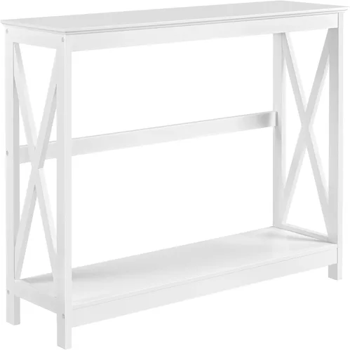 Vista 13 de Topeakmart Sofá consola, mesa de entrada de 2 niveles con estante de almacenamiento, mesa de sofá estrecha para entrada, pasillo, sala de estar