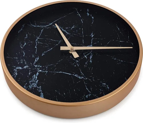 Vista 2 de Bernhard Products Reloj de pared moderno de 13 pulgadas, silencioso, silencioso, sin tictac, decorativo, elegante, aspecto de mármol negro y marco