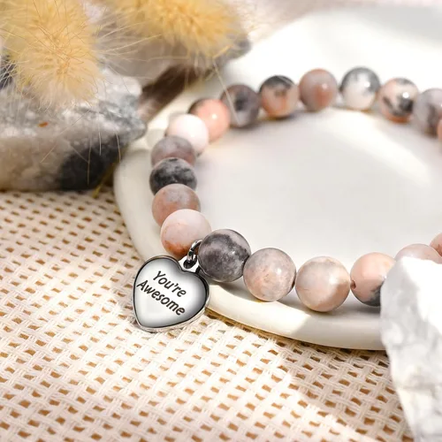 Vista 2 de VGWON Regalos únicos inspiradores para mujeres, pulseras de piedra natural, regalos de cumpleaños para mejores amigas para mujeres y adolescentes, a