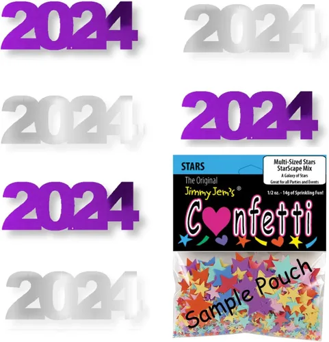 Vista 12 de Confetti Year 2024 Negro, Azul Royal Combo - 2 bolsas de media onza (1 oz)