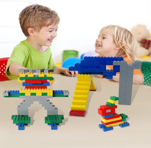 Vista 4 de Bloque de construcción multicolor, 121 piezas de 2 x 4, compatible con bloques de construcción clásicos, juguetes creativos de bloques