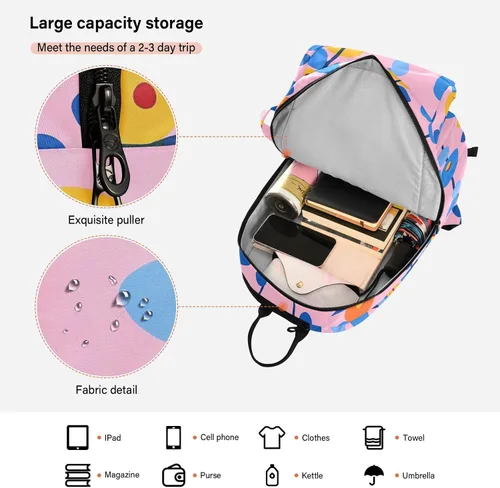 Vista 6 de Mochila de tenis para adultos, transpirable, flores azules y naranjas, rosa, 2 raquetas, bolsa con almohadilla protectora para mujeres, hombres