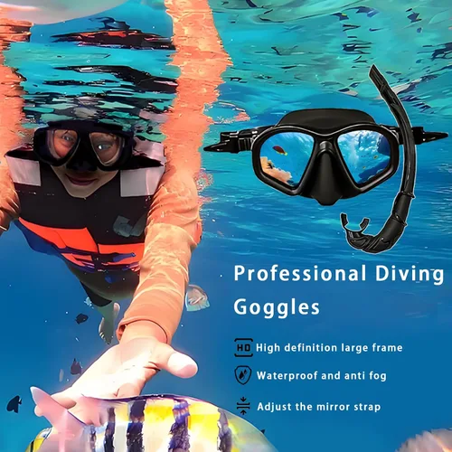 Vista 6 de Paquetes de esnórquel, equipo de esnórquel para adultos, gafas de buceo impermeables y a prueba de niebla, juego de tubo de respiración de máscara