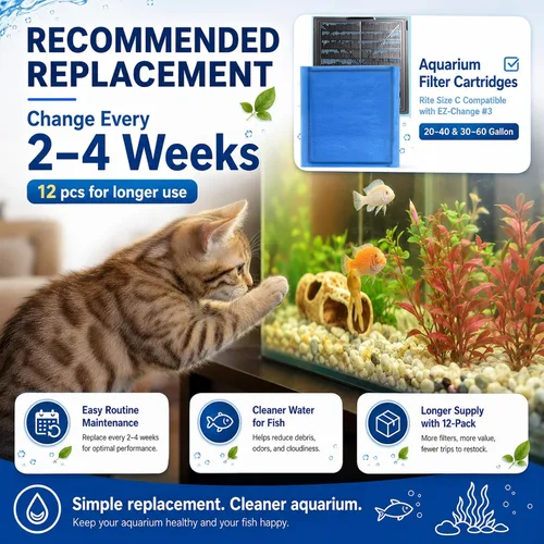 Vista 6 de Gekufa Cartuchos de filtro de acuario para Aqua-Tech 30-60/20-40 galones de repuesto de filtro de alimentación para pecera, 12 cartuchos de filtro