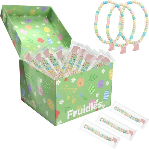 Vista 7 de Collar de caramelo de conejo de Pascua, masticables multicolor con sabor a frutas para recuerdos de fiesta