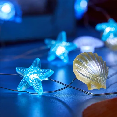 Vista 5 de Luces de vida marina con temática oceánica, cadena de luces de playa y mar, decoración de acuario de playa, tortuga de mar, caballito de mar