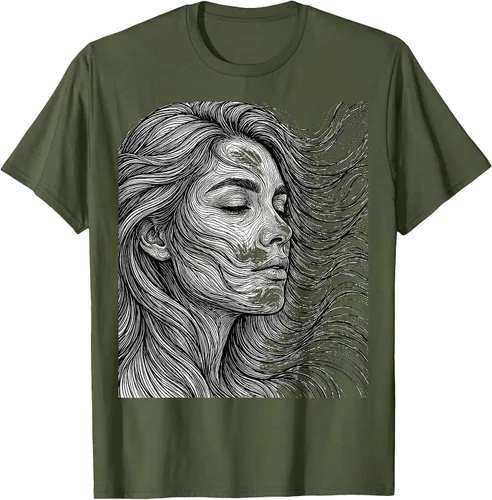 Vista 13 de Wild Hair in the Breeze Illustration T-Shirt Pink
