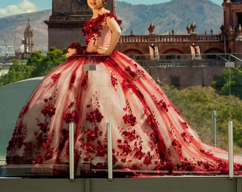 Vista 4 de Vestidos de quinceañera con hombros descubiertos para mujer, tul con flores 3D, vestidos de fiesta con cariño 15 16